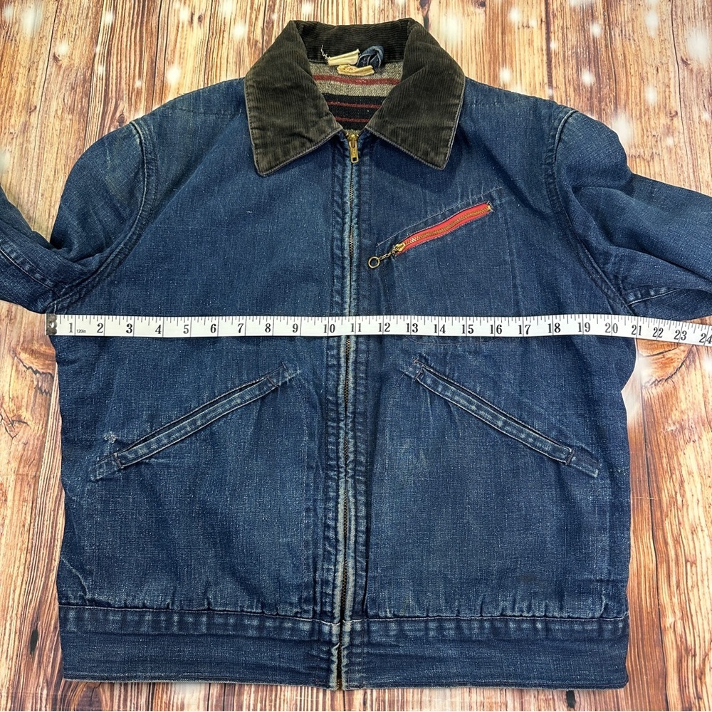 Vintage Blanket Lined Denim Men’s Chore Jacket Detroit Style Size 40 - Picture 11 of 16